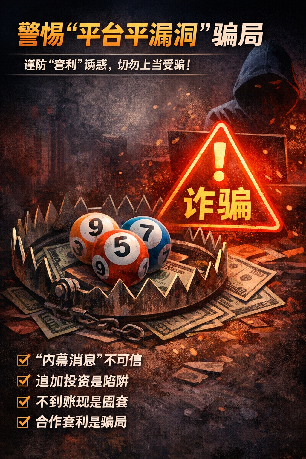 警惕彩票平台漏洞套利骗局，玩家被虚假中奖与资金陷阱诱骗的示意图