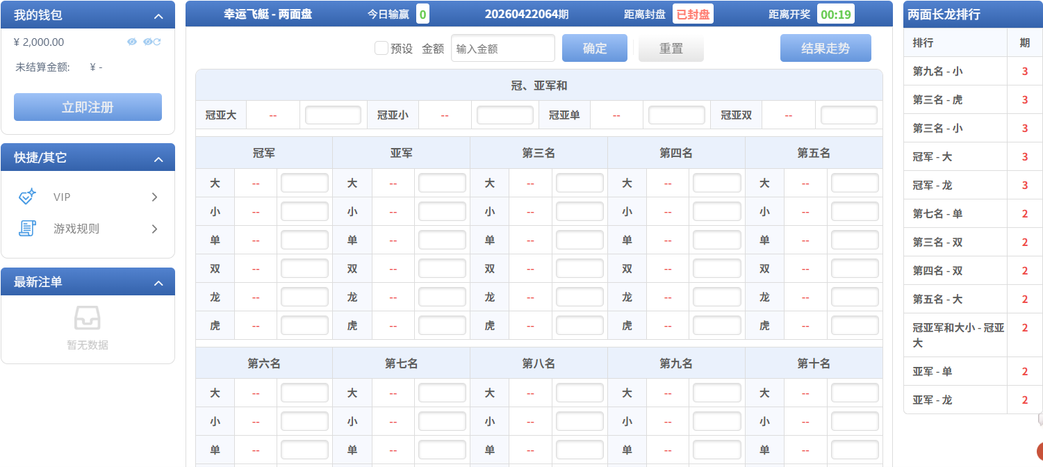 幸运168飞艇官网游戏界面展示